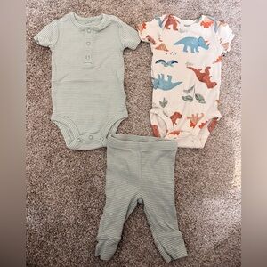 Carter's Green and Dinosaur Print Kids Matching Set